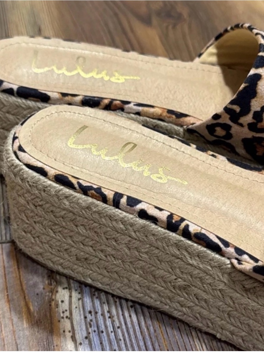Lulus Leopard Platform Sandals Espadrille Slides Size 8 (Fits 7.5 Runs Small) - Picture 8 of 11